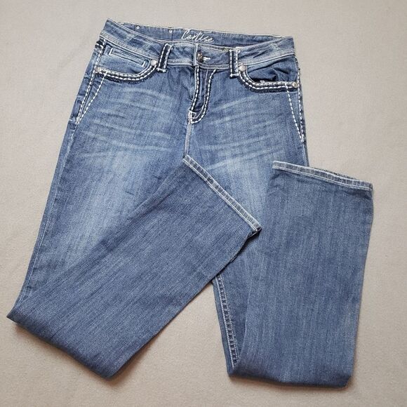 Cartise Denim medium-wash embroidered & beaded jeans. Size 10 - Picture 8 of 15